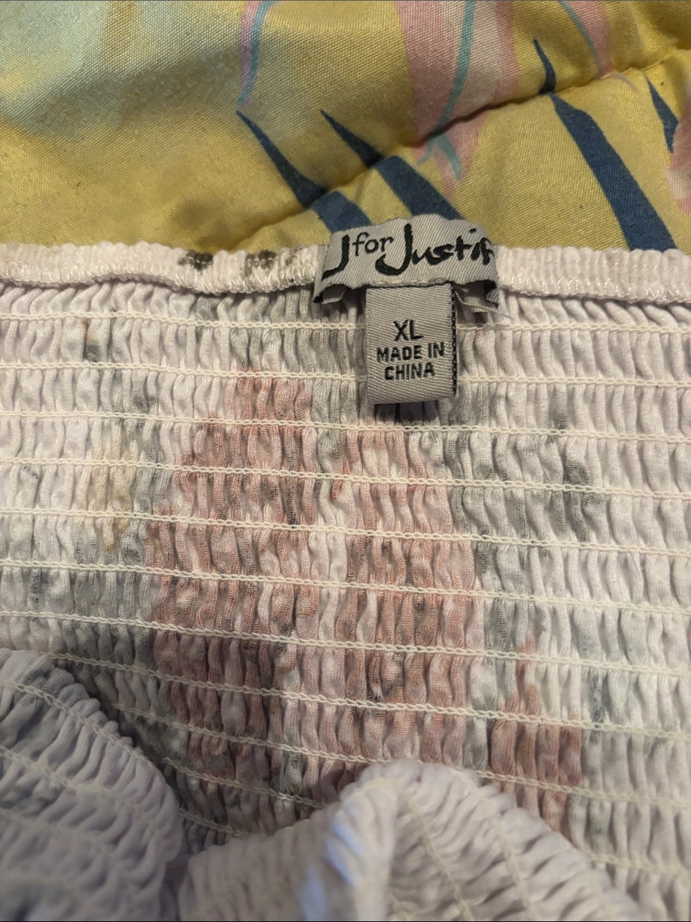 J for Justify Cream Floral Smocked Off-Shoulder Romper - Picture 4 of 4